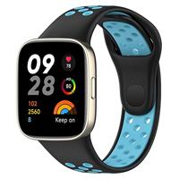 By Qubix - Siliconen sportband - Zwart met blauw - Compatible met Xiaomi Redmi Watch 3 - Compatible Xiaomi bandje - thumbnail