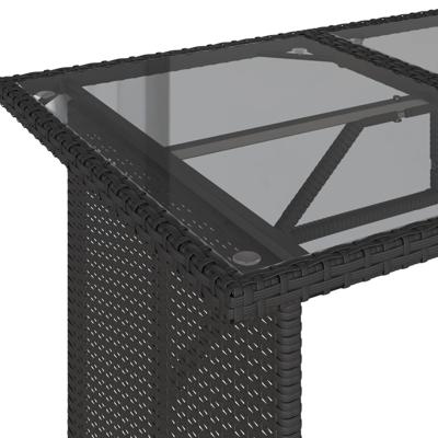 Tuintafel met glazen blad 110x68x70 cm poly rattan zwart - thumbnail
