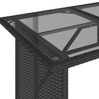 Tuintafel met glazen blad 110x68x70 cm poly rattan zwart - thumbnail