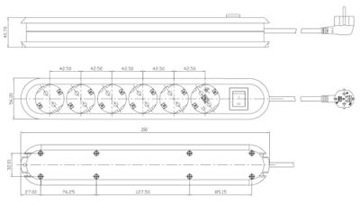 Bachmann 381.251K Stekkerdoos met schakelaar 6-voudig Wit Randaarde stekker 1 stuk(s)