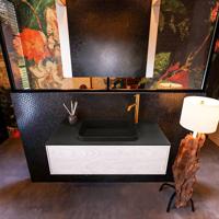 Badkamermeubelset Mondiaz Erin 100 cm met 1 Lade met RIDGE Wastafel Midden Urban met 1 kraangat Greeploos Mat Underlayment - thumbnail