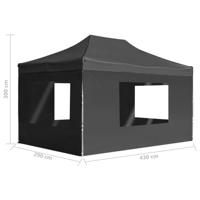 Partytent inklapbaar met wanden 4,5x3 m aluminium antraciet - thumbnail