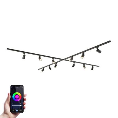 Taros Railverlichting Pakket - X-vorm - 4x 1,5m rail - 12 railspots - Incl. RGBWW GU10 - IP20 - Modulair - 230V