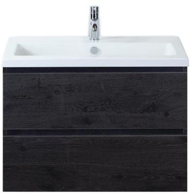 Vogue Badmeubelset 80 cm - Greeplijst in Kleur - Black Oak - Keramische Wastafel Wit 1 Kraangat