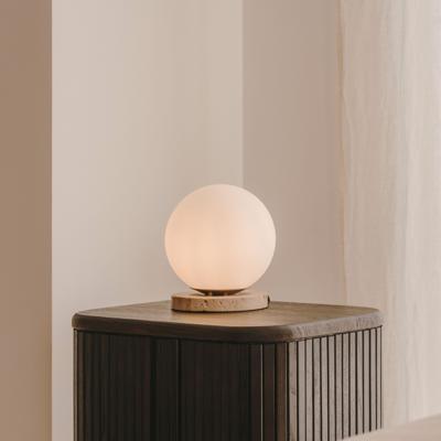 Kave Home Tafellamp 'Malachi' Travertin en glas Kave Home Tafellamp 'Malachi' Travertin en glas