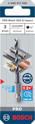 Bosch Accessoires PRO Metal HSS Metaalboor HEX Impact | 3 x 33 x 72 mm - 2608577566 Bosch Accessoires PRO Metal HSS Metaalboor HEX Impact | 3 x 33 x 72 mm - 2608577566
