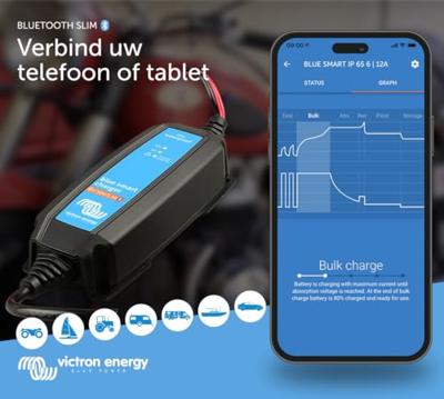 Victron Energy Blue Smart IP65 6V/12V-1.1 + DC connector Loodaccu-lader 6 V, 12 V Victron Energy Blue Smart IP65 6V/12V-1.1 + DC connector Loodaccu-lader 6 V, 12 V