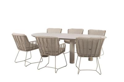 Fabrice diningset met Denia tafel latte printed 240 x 105 cm 4SO - 4so