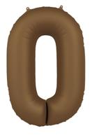 Folieballon Cijfer 0 Bruin Mat (86cm) - thumbnail