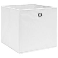 VidaXL Opbergboxen 4 st 28x28x28 cm nonwoven stof wit - thumbnail