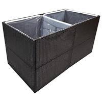 Plantenbak 157x80x80 cm poly rattan zwart - thumbnail