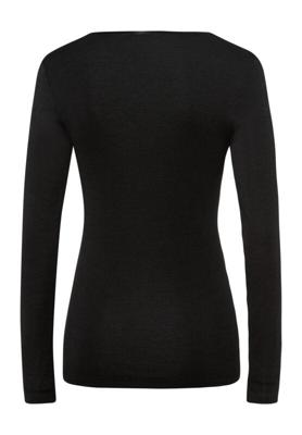 Hanro Dames ski ondergoed Wol & Zijde r/n l/slv shirt zwart 071409