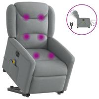 Sta-op-massagestoel elektrisch verstelbaar stof lichtgrijs - thumbnail