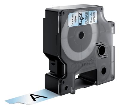Dymo D1 tape 19 mm, zwart op transparant - thumbnail