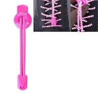 AONIJIE Unisex verstelbare elastische reflecterende sport Lace Quick Lock Shoelace(Magenta) - thumbnail