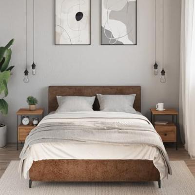Nachtkastjes 2 st 34x36x50cm bewerkt hout artisanaal eikenkleur