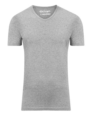 Garage T-Shirt V-neck Slimfit Grey Stretch (art 0202)