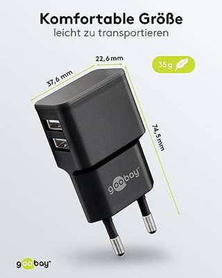 USB-A-adapter - USB-A-lader - 2 poorts - 2400mA - 12W - Zwart - thumbnail