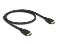 Delock 84751 HDMI-kabel HDMI Aansluitkabel HDMI-A-stekker 0.5 m Zwart Vergulde steekcontacten, 4K UHD, Afgeschermd (dubbel), Verdraaid - thumbnail