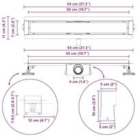 2 in 1 Doucheafvoer Zwart 50 cm Roestvrij staal 304 - thumbnail