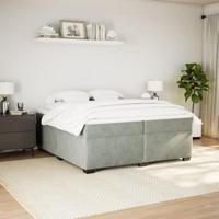 Boxspring met matras fluweel lichtgrijs 200x200 cm - thumbnail