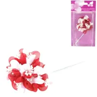 Decoratiebloem met parels rood 13 cm set van 6 | 24 stuks - thumbnail
