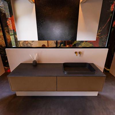 Badkamermeubelset Mondiaz Erin 150 cm met 2 Lades met RIDGE Wastafel Rechts Urban Zonder Kraangaten Greeploos Mat Rust