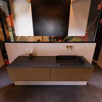 Badkamermeubelset Mondiaz Erin 150 cm met 2 Lades met RIDGE Wastafel Rechts Urban Zonder Kraangaten Greeploos Mat Rust - thumbnail