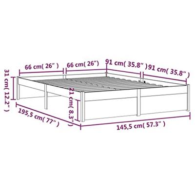 Bedframe massief hout zwart 140x190 cm