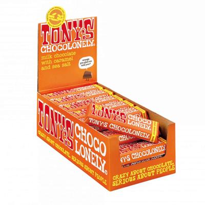 Chocolade Tony&apos;s Chocolonely karamel zeezout reep 47gr