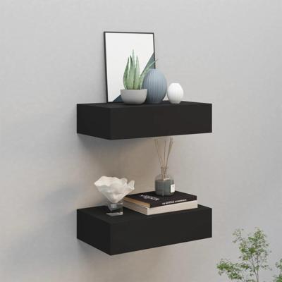 VidaXL Wandschappen 2 st met lade 40x23,5x10 cm mdf zwart