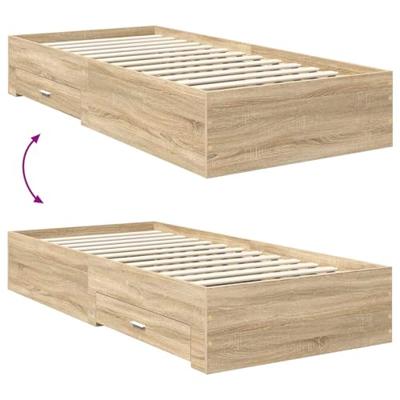 Bedframe met hoofdeinde Sonoma Eiken 100 x 200 cm Bewerkt hout