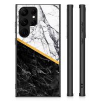 Samsung Galaxy S23 Ultra Marmeren Print Telefoonhoesje Marmer Wit Zwart - Origineel Cadeau Man - thumbnail