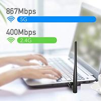 Cudy ac1300 wi-fi high-gain usb wlan adapter (zwart) - thumbnail