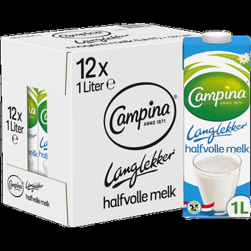 Campina Langlekker halfvolle melk 12 x 1 L bij Jumbo