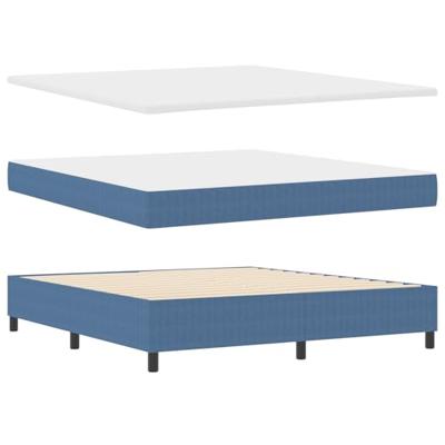 Boxspringbed Blauw en Wit 180 x 200 cm Katoen Stof