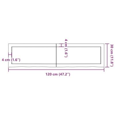 VidaXL Wastafelblad 120x30x(2-4) cm behandeld massief hout lichtbruin