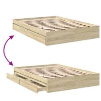 Bedframe met lades bewerkt hout sonoma eikenkleurig 140x190 cm - thumbnail