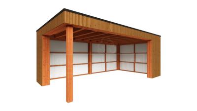 Trendhout Buitenverblijf Capri 610x375 - Plat dak model rechts- Plat dak- Onbehandeld lariks Douglas hout- Trendhout