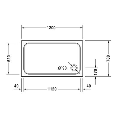 Duravit D-Code Douchebak rechthoek 120x70cm wit - thumbnail