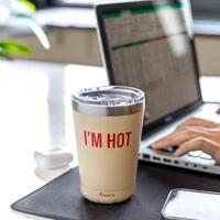 Koffiemok thermosbeker "Im hot" beige - thumbnail