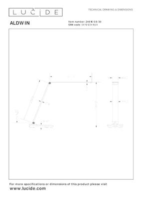Lucide ALDWIN - Bureaulamp - LED Dimb. - CCT - 1x8W 2800K/6500K - Zwart Lucide ALDWIN - Bureaulamp - LED Dimb. - CCT - 1x8W 2800K/6500K - Zwart