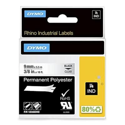 Labeltape DYMO IND RHINO S0718160 Polyester Tapekleur: Transparant Tekstkleur:Zwart 9 mm 5.5 m - thumbnail