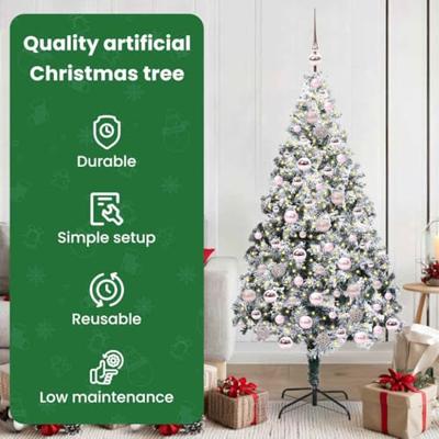 Kunstkerstboom met 300 LED Wit 180 cm PVC en Staal en Kunststof