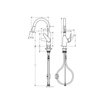 Hansgrohe Focus M42 ééngreeps keukenmengkraan 180 met uittrekbare vuistdouche, 2 straalsoorten, rvs look