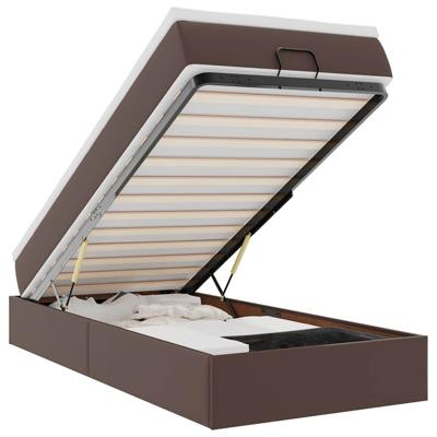 Ottoman bed met matras 100x200cm kunstleer grijs