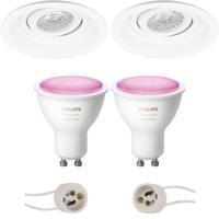 Pragmi Domy Pro - Inbouw Rond - Mat Wit - Verdiept - Kantelbaar - Ø105mm - Philips Hue - LED Spot Set GU10 - White and Color Ambiance - Bluetooth - thumbnail