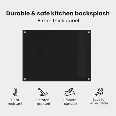 VidaXL Keuken achterwand zwart 80 x 60 cm gehard glas