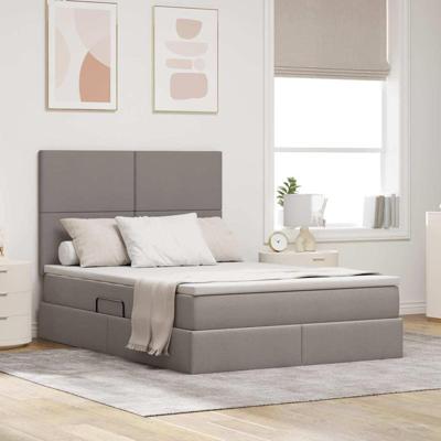 Opslag bed met matras met opslag Taupe 140 x 200 cm Nep Leer