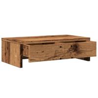 Monitorstandaard met lades 50x27x15 cm bewerkt hout oud hout - thumbnail